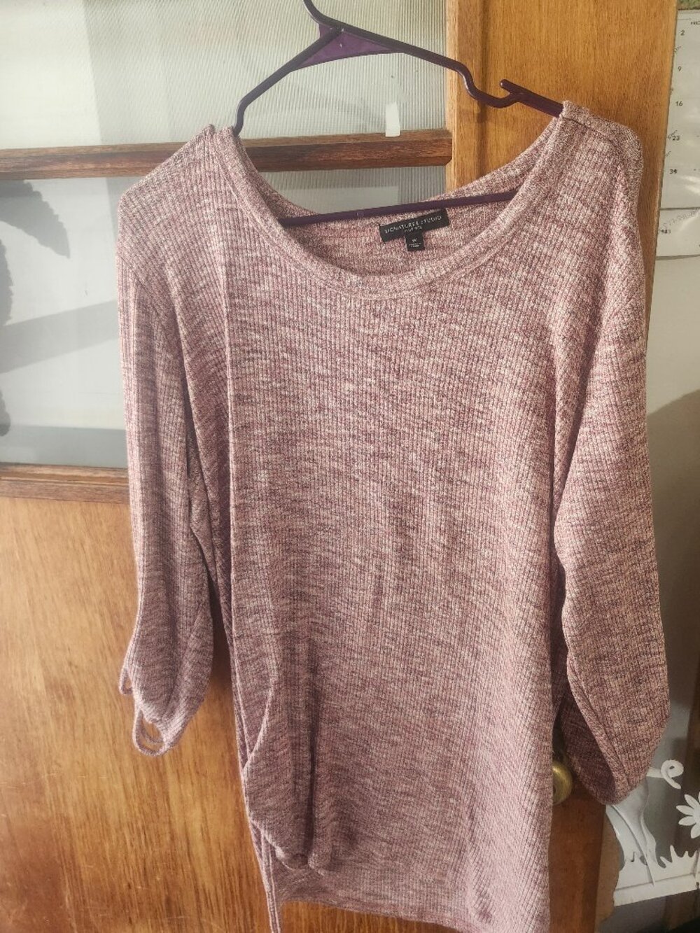 Signature Studio mauve-pink heathered knit sweater top size 1x